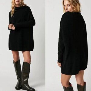 Free People Ottoman Slouchy Oversized Tunic Sweater in Black Size XS